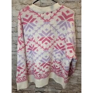 Sincerely Jules Womens Sweater Size Medium Snowflakes Christmas Pink NWT